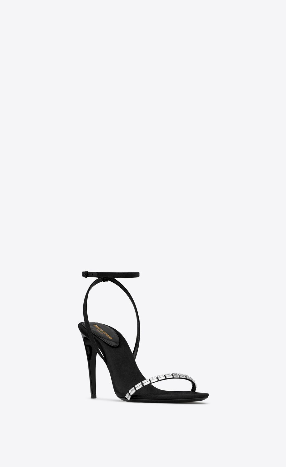 GLORIA SANDALS IN CREPE SATIN WITH RHINESTONES